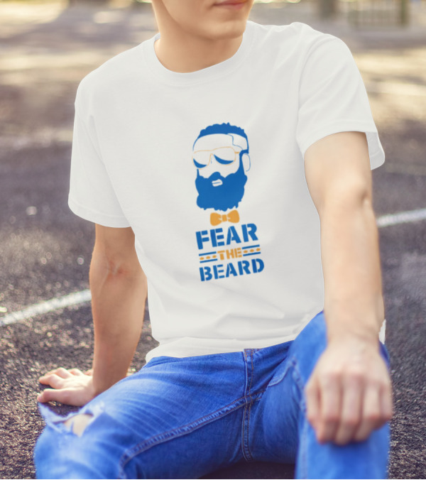 James Harden Basketball Fear The Beard Iconic Blue And Orange T-Shirt