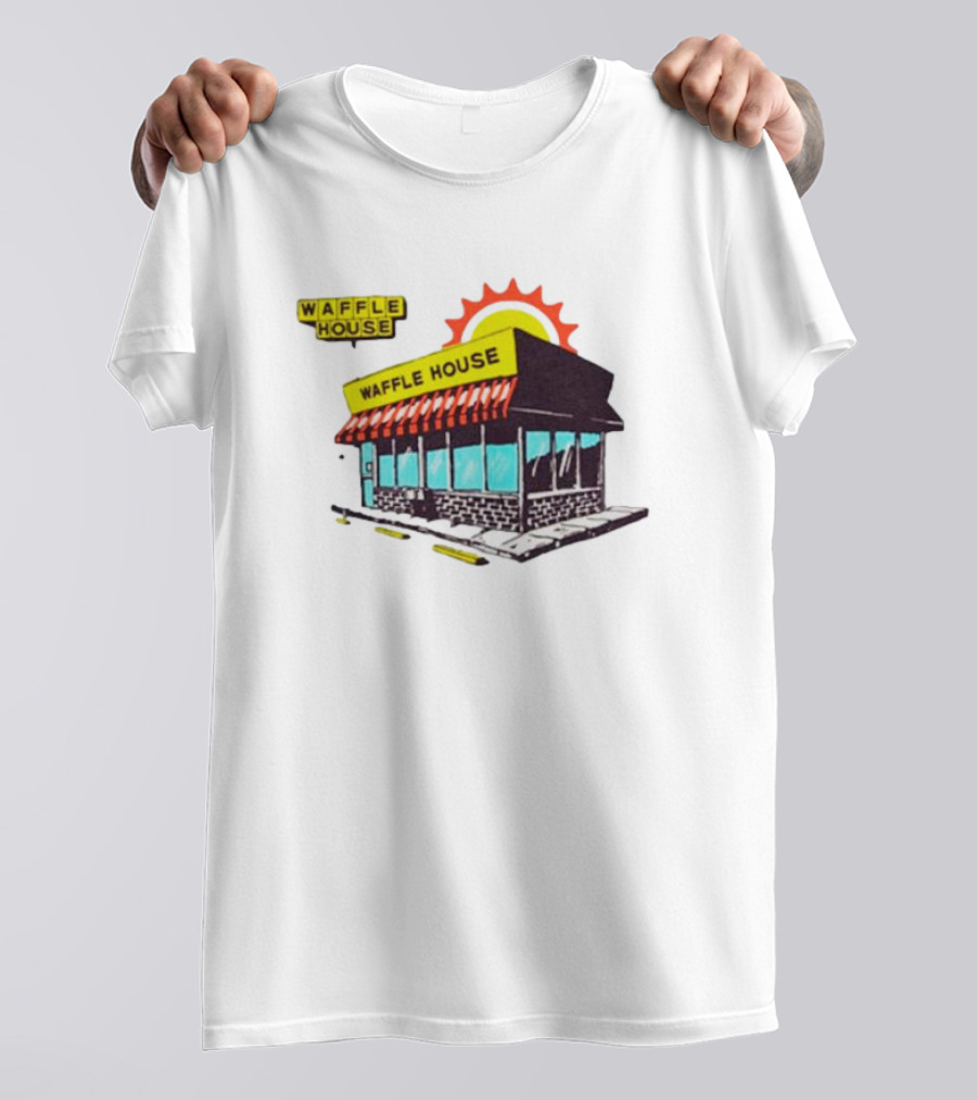 Waffle House Restaurant Building With Sunburst Background T-Shirt