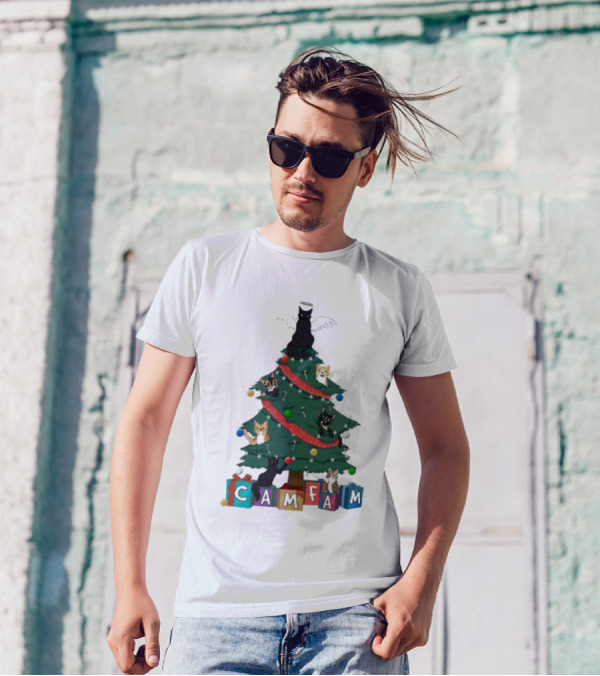 Cam Fam Cats On Christmas Tree T-Shirt