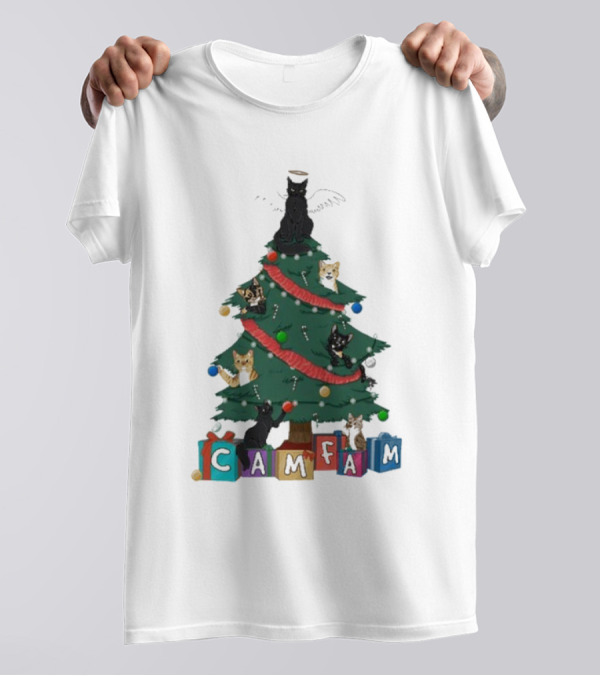 Cam Fam Cats On Christmas Tree T-Shirt