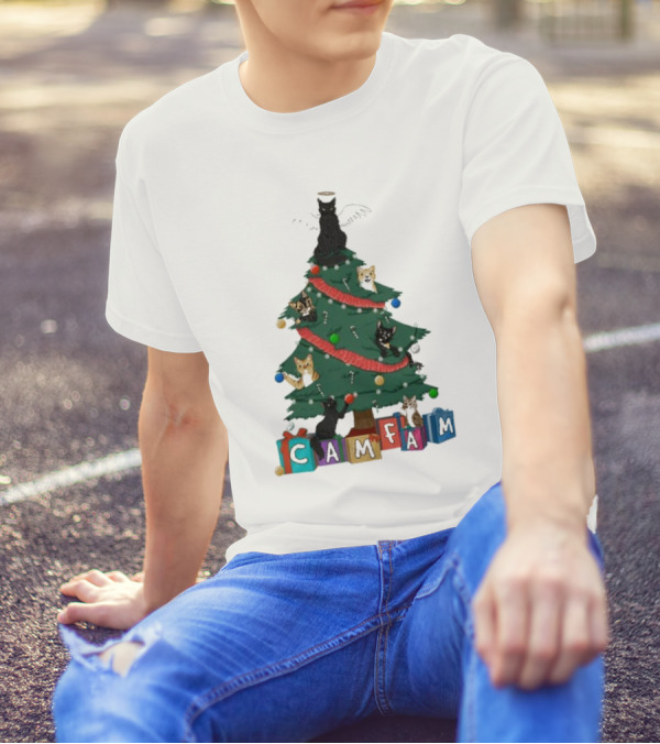 Cam Fam Cats On Christmas Tree T-Shirt