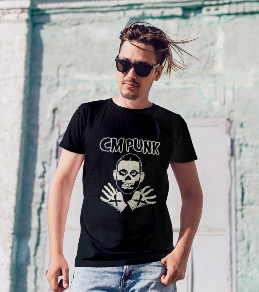 CM Punk Misfits Fiend Skull X Hands T-Shirt