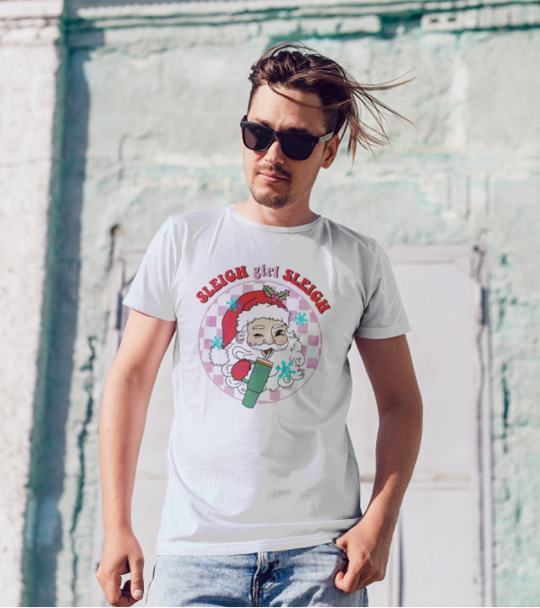 Sleigh Girl Sleigh Groovy Santa Holiday Fun T-Shirt