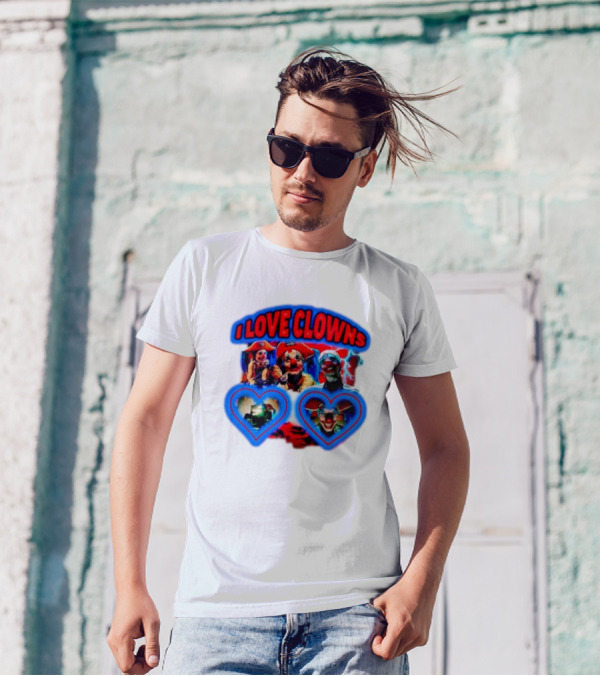 I Love Clowns Colorful Heart Faces T-Shirt