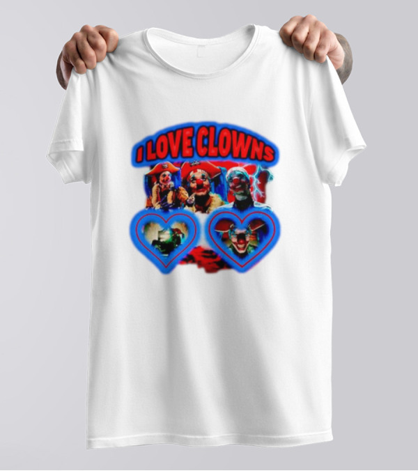 I Love Clowns Colorful Heart Faces T-Shirt