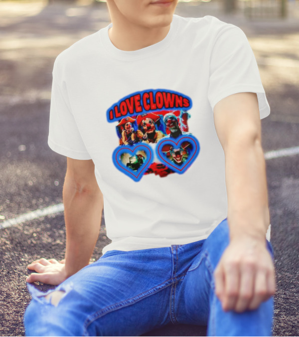 I Love Clowns Colorful Heart Faces T-Shirt