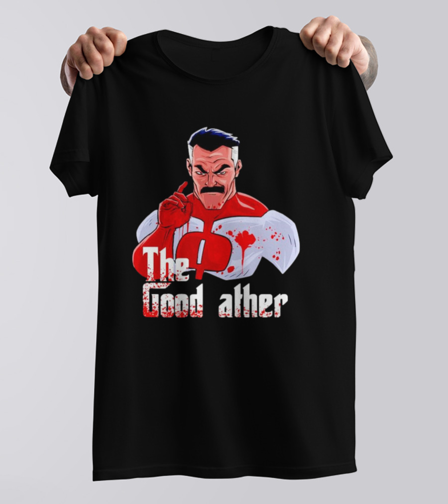 Omni Dad The Good Father Superhero Parody Red And White Costume T-Shirt