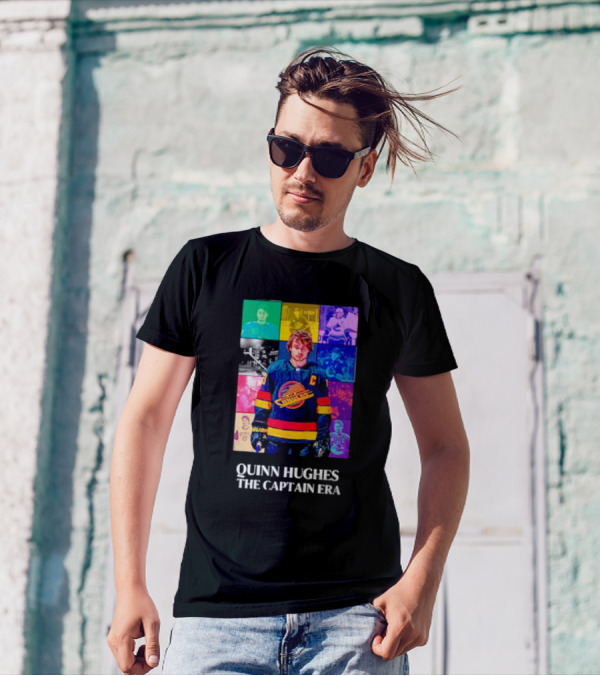Quinn Hughes The Captain Era Multicolor Vancouver Hockey Legend T-Shirt