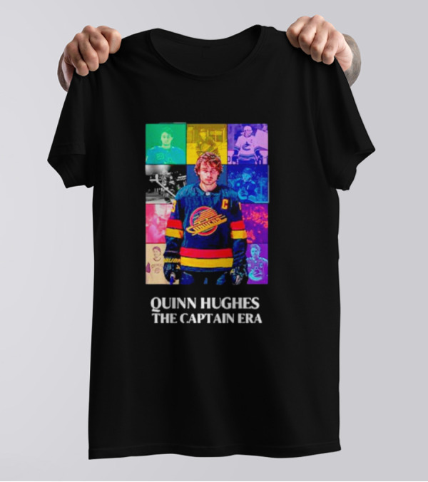 Quinn Hughes The Captain Era Multicolor Vancouver Hockey Legend T-Shirt