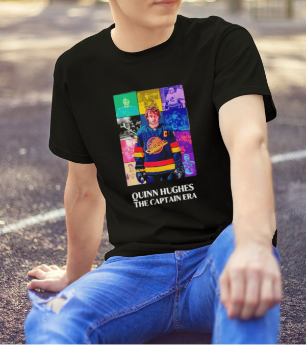 Quinn Hughes The Captain Era Multicolor Vancouver Hockey Legend T-Shirt