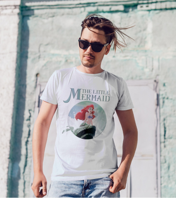 The Little Mermaid Ariel With Red Hair And Ocean Backdrop T-Shirt