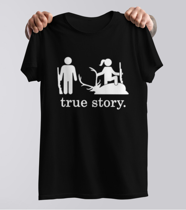 Hunting True Story Deer Silhouette With Rifle Icons T-Shirt
