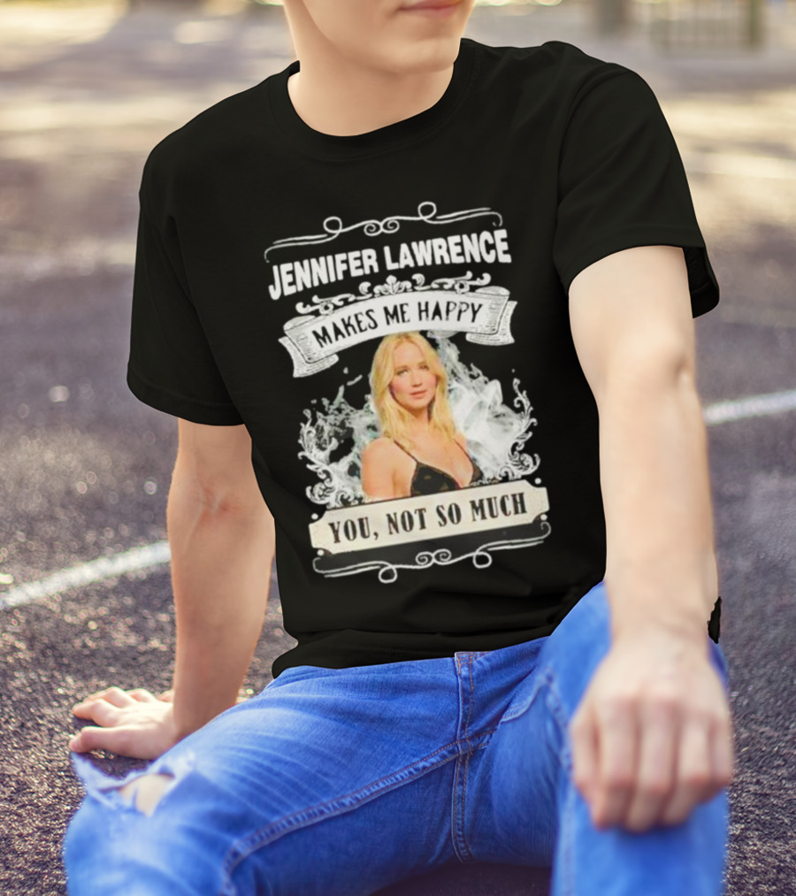 Jennifer Lawrence Makes Me Happy You Not So Much Cloud Motif T-Shirt