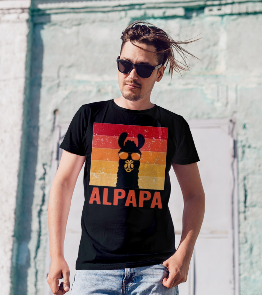Alpapa Llamafathers Day Vintage Groovy T-Shirt