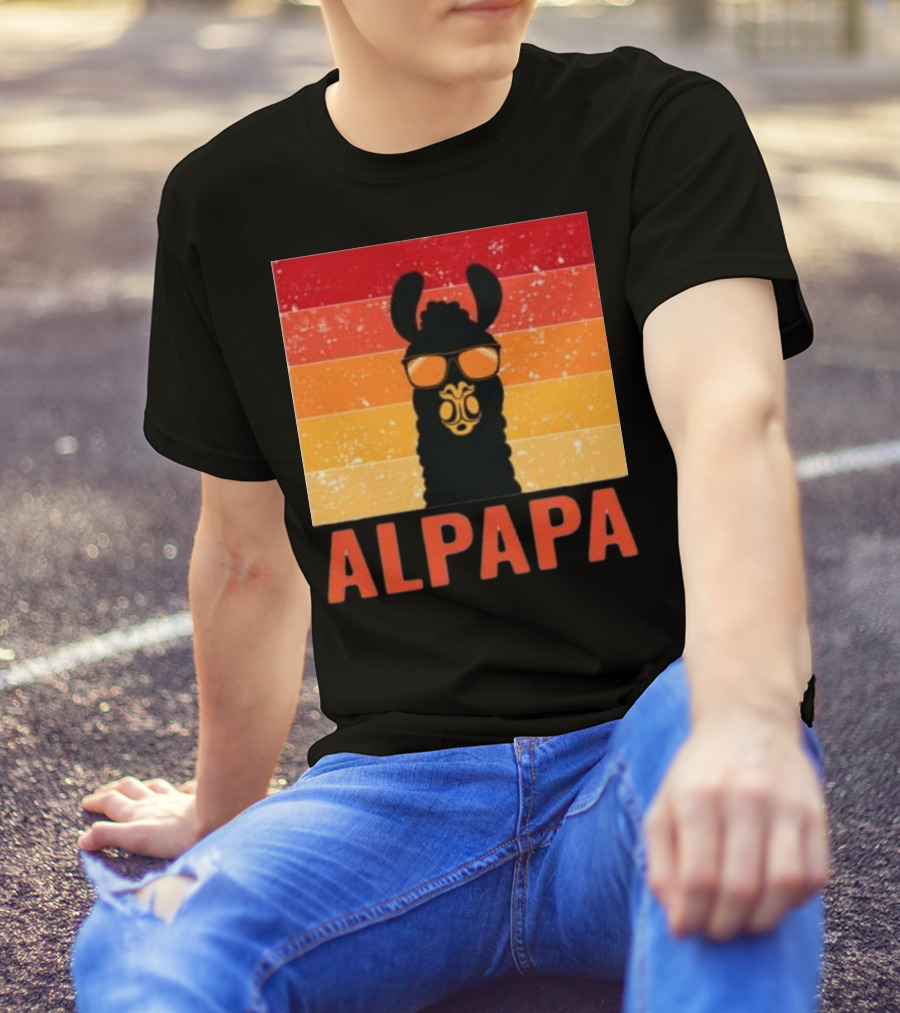 Alpapa Llamafathers Day Vintage Groovy T-Shirt