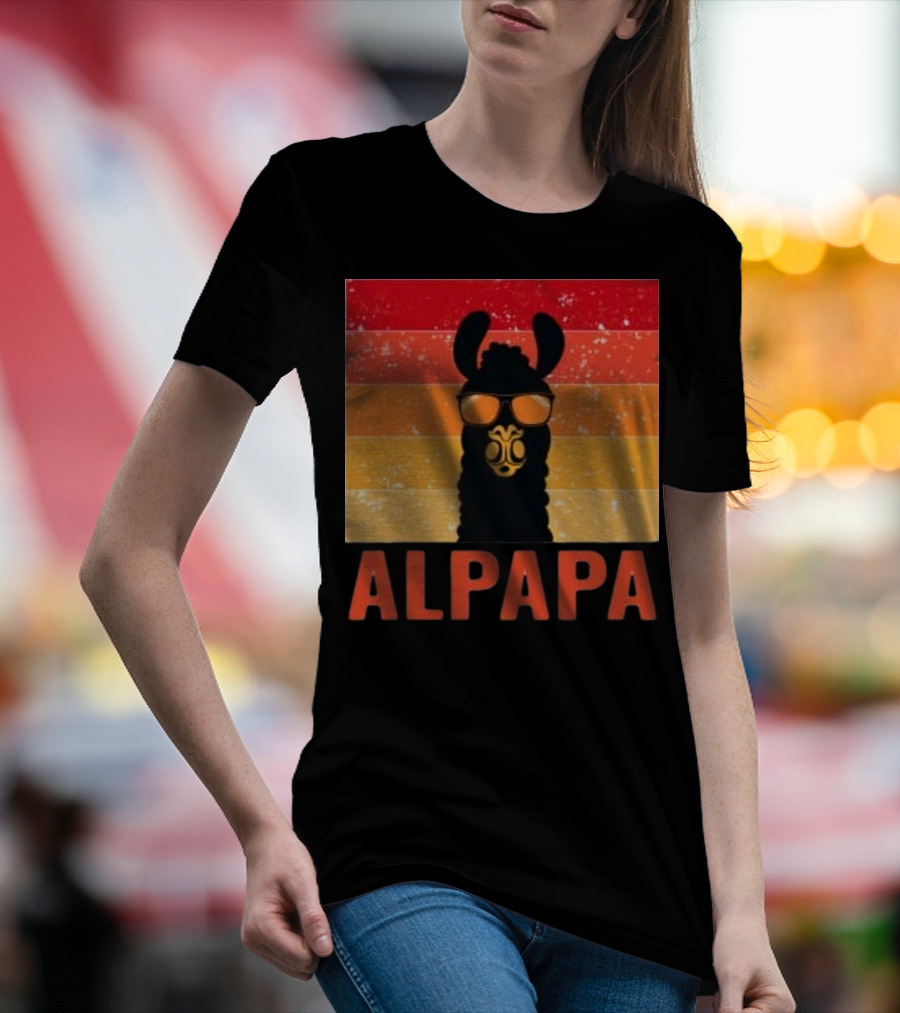 Alpapa Llamafathers Day Vintage Groovy T-Shirt