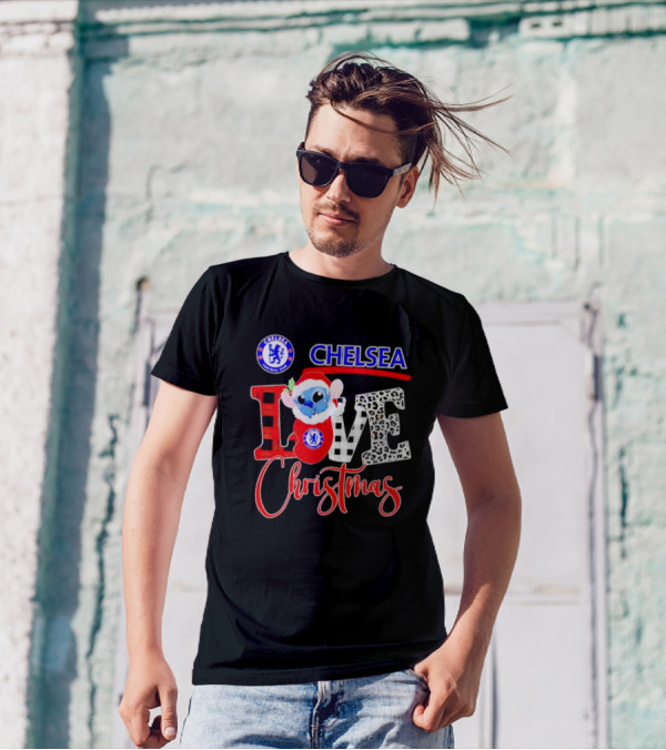 Chelsea Football Club Stitch Love Christmas T-Shirt