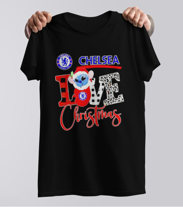 Chelsea Football Club Stitch Love Christmas T-Shirt