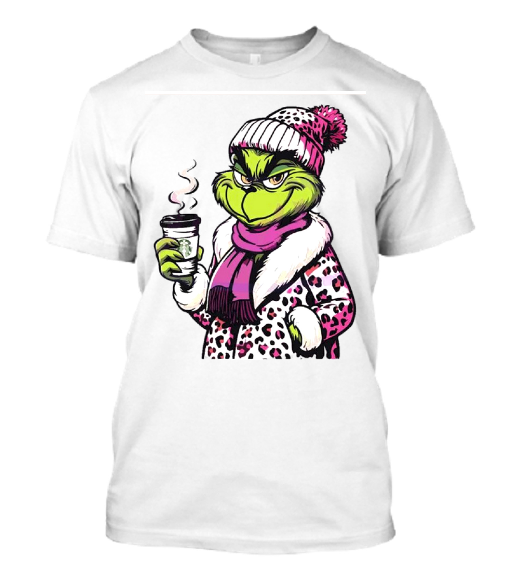 Grinchy And Bougie Pink Leopard Coffee Cozy T-Shirt