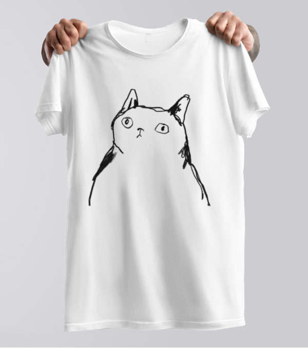 Harriet Lowther Cat I Like Tuna Sketch Drawing Of A Cat With Intrigued Expression T-Shirt