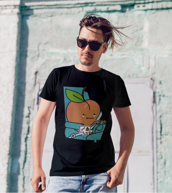Peach Driving With Tears Fastened In Seatbelt Warning Signal T-Shirt