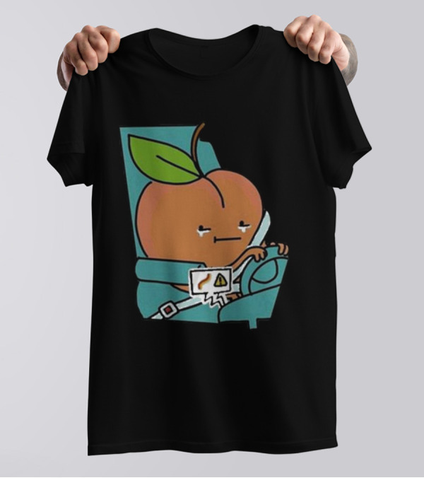 Peach Driving With Tears Fastened In Seatbelt Warning Signal T-Shirt