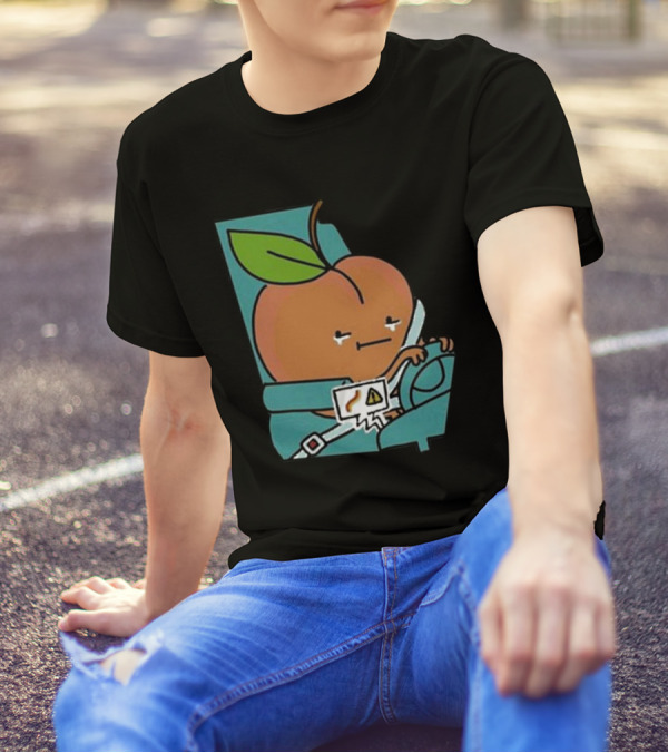 Peach Driving With Tears Fastened In Seatbelt Warning Signal T-Shirt
