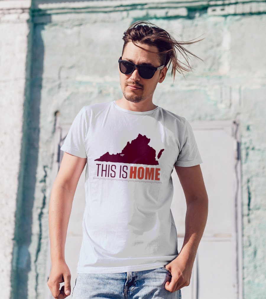 Virginia Tech Football This Is Home Virginia Map T-Shirt