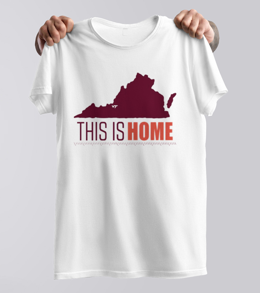 Virginia Tech Football This Is Home Virginia Map T-Shirt