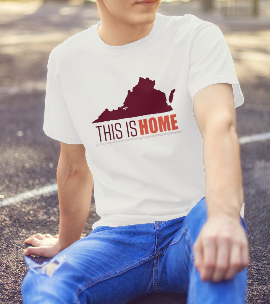 Virginia Tech Football This Is Home Virginia Map T-Shirt