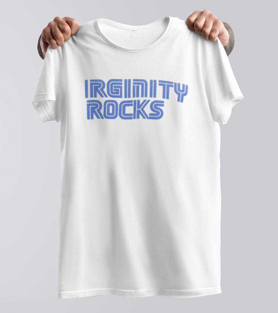 Virginity Rocks Bold Blue Gaming Font T-Shirt