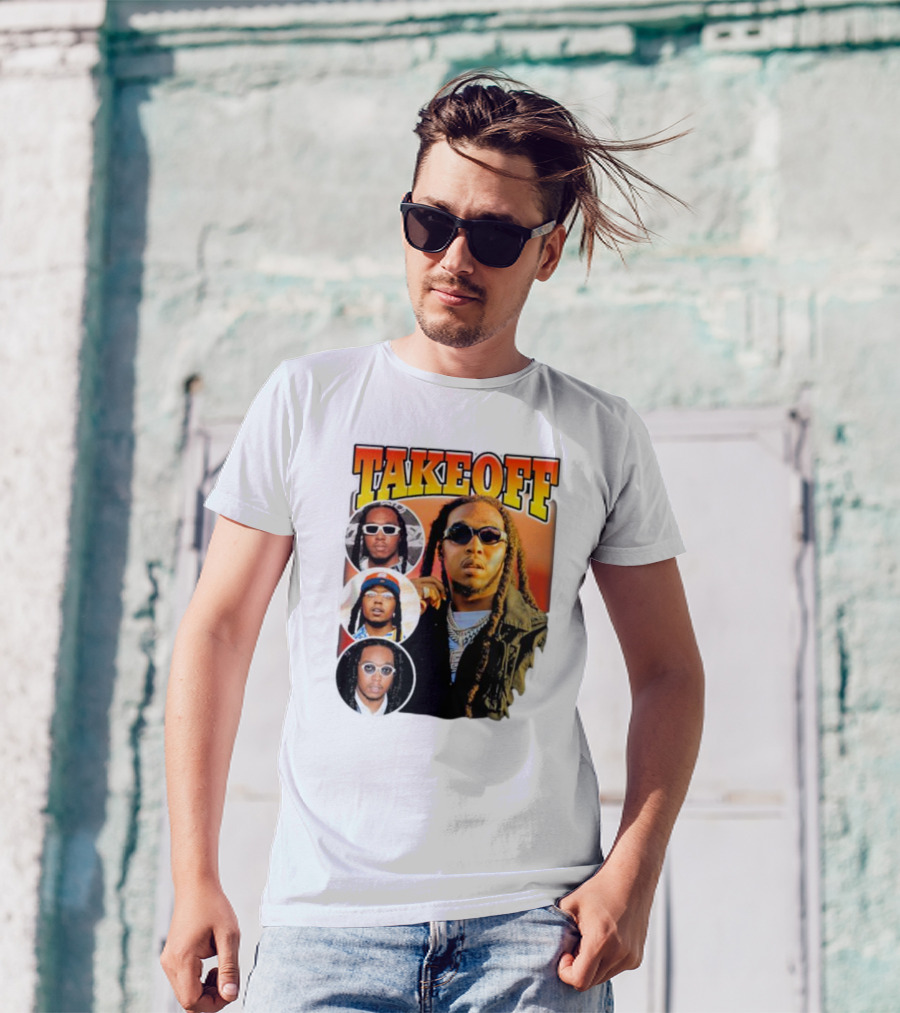Quavo Migos Takeoff Rapper Tribute Circular Portraits T-Shirt