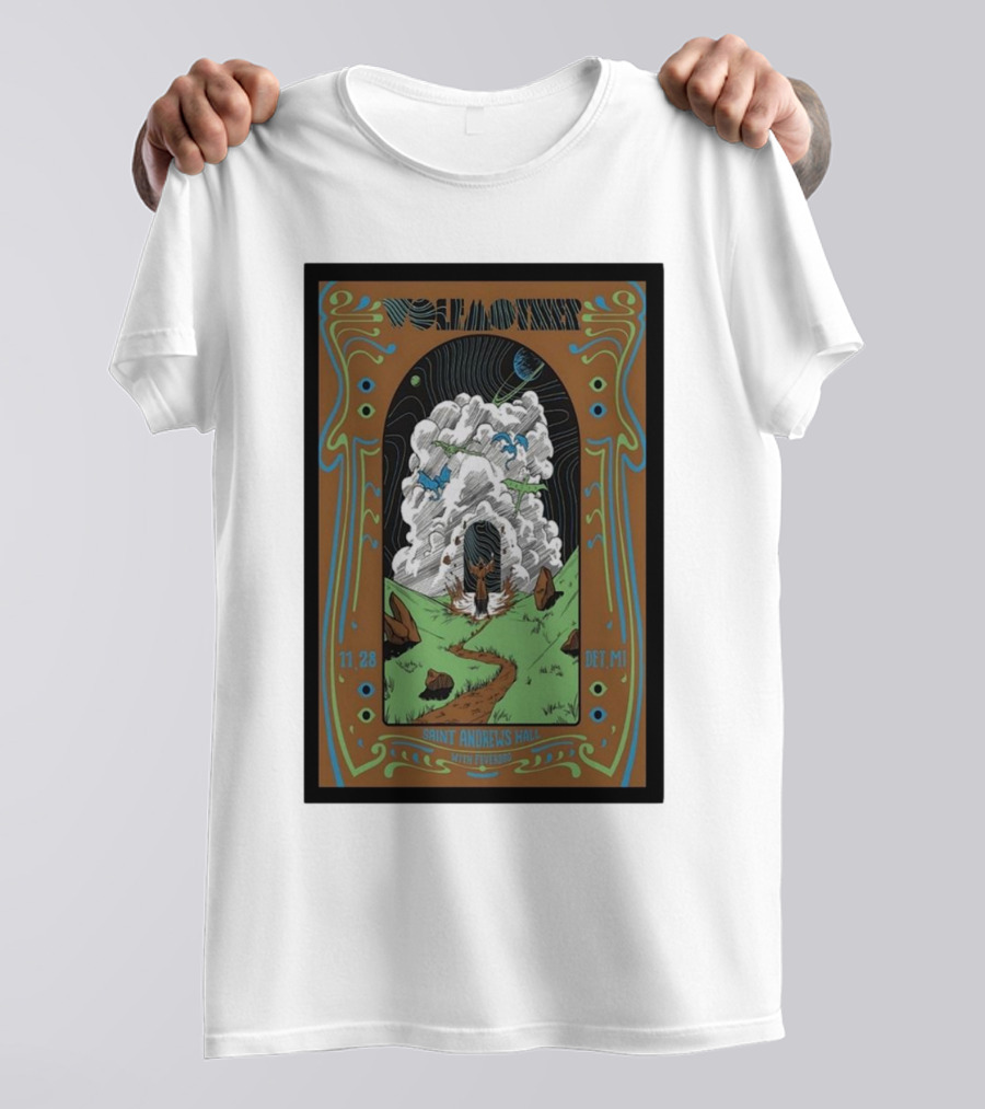 Wolfmother Saint Andrews Hall Detroit November 28 Concert Poster Art With Psychedelic Cloud And Path T-Shirt