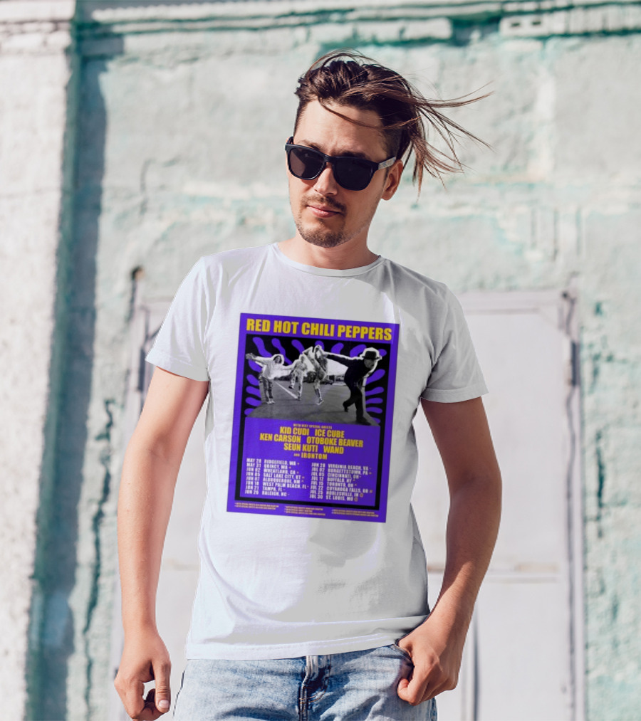 Red Hot Chili Peppers 2024 Unlimited Love Tour Featuring Kid Cudi, Ice Cube, Ken Carson, Otoboke Beaver, Seun Kuti, Wand, Irontom T-Shirt