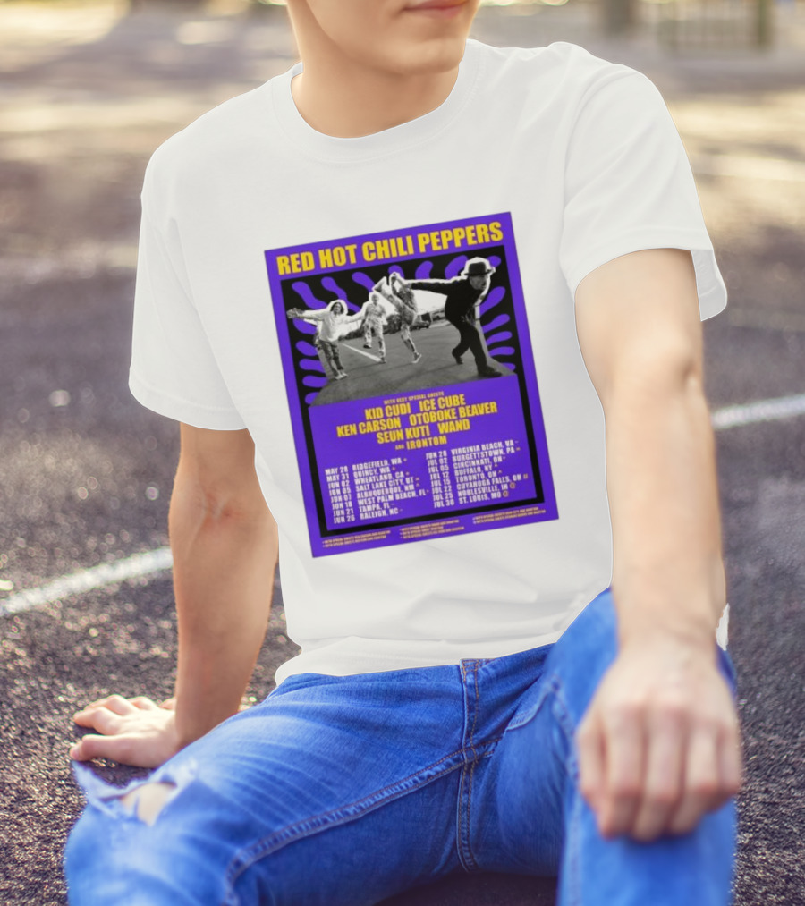 Red Hot Chili Peppers 2024 Unlimited Love Tour Featuring Kid Cudi, Ice Cube, Ken Carson, Otoboke Beaver, Seun Kuti, Wand, Irontom T-Shirt
