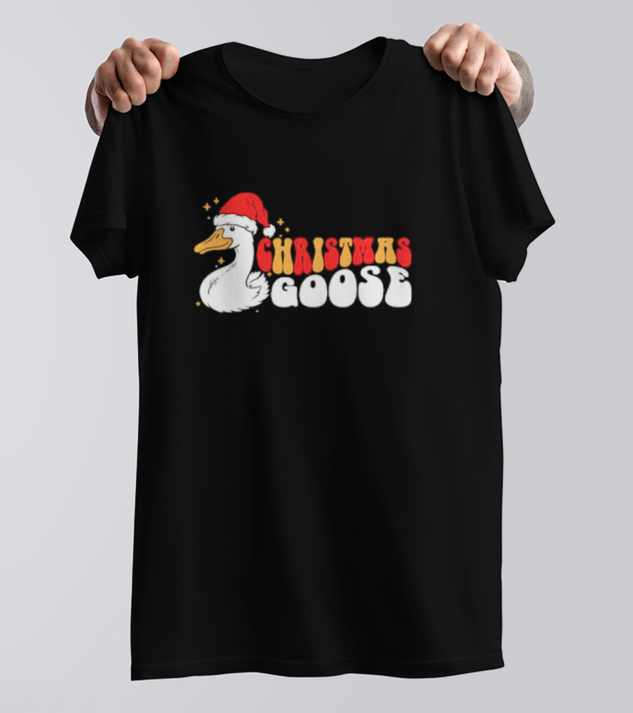 Christmas Goose Santa Hat Funny Holiday Duck T-Shirt
