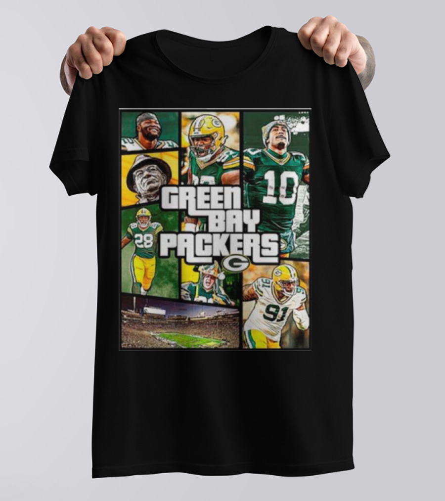 Green Bay Packers Players Collage Grand Theft Auto T-Shirt