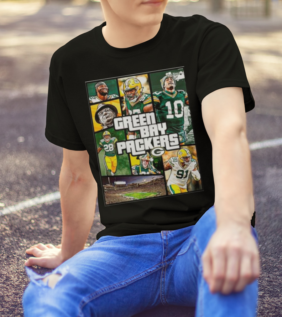 Green Bay Packers Players Collage Grand Theft Auto T-Shirt