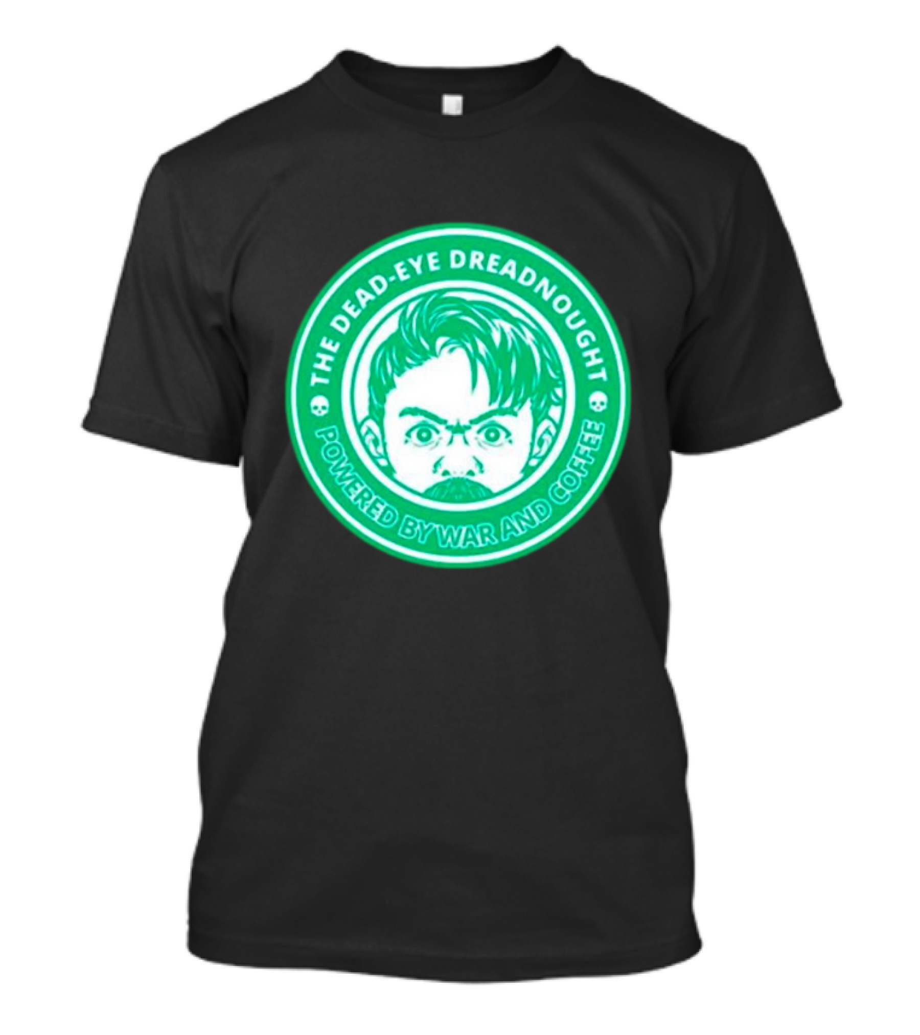 The Dead-Eye Dreadnought Powered By War And Coffee Iconic Emblem T-Shirt