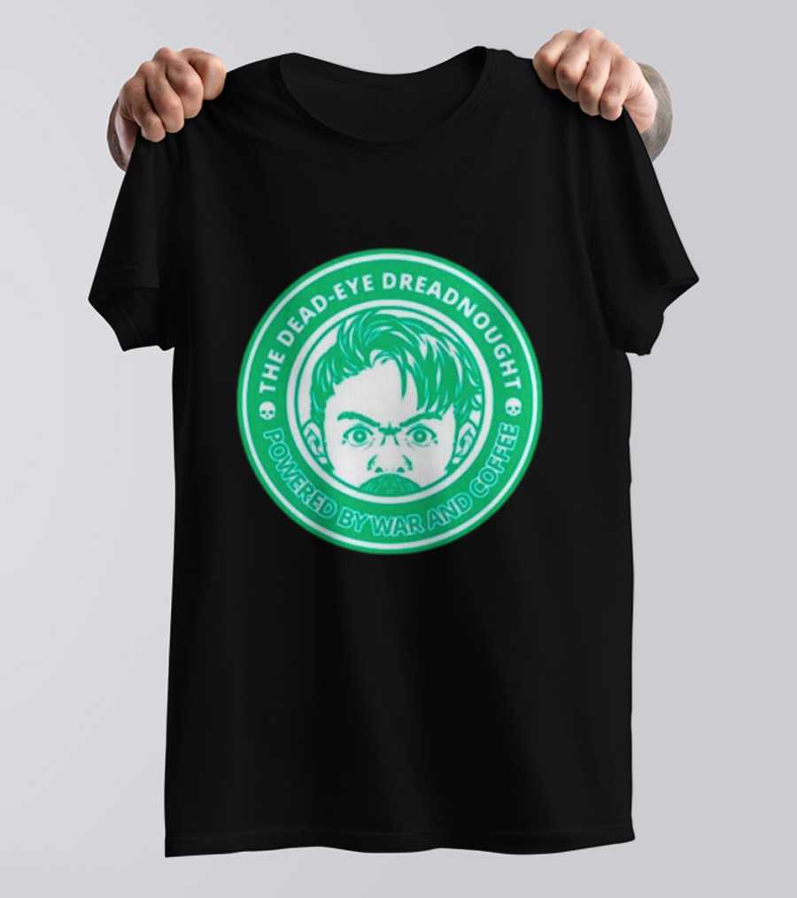 The Dead-Eye Dreadnought Powered By War And Coffee Iconic Emblem T-Shirt