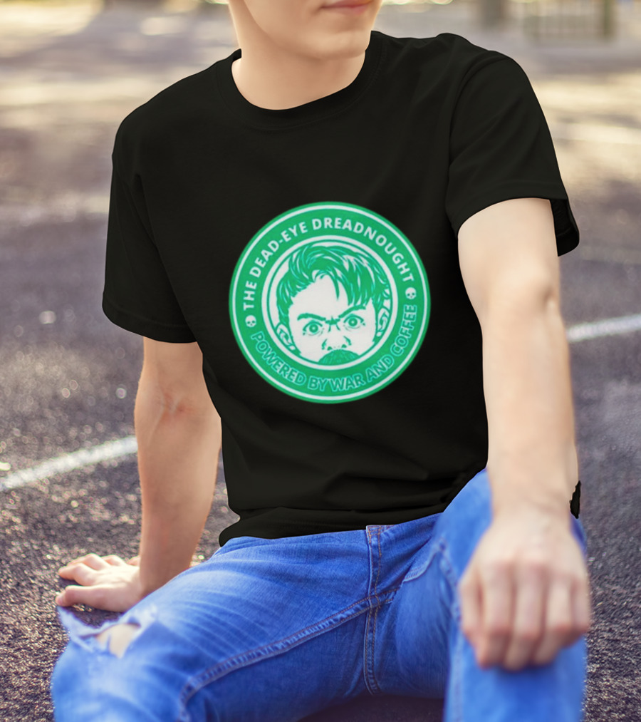 The Dead-Eye Dreadnought Powered By War And Coffee Iconic Emblem T-Shirt