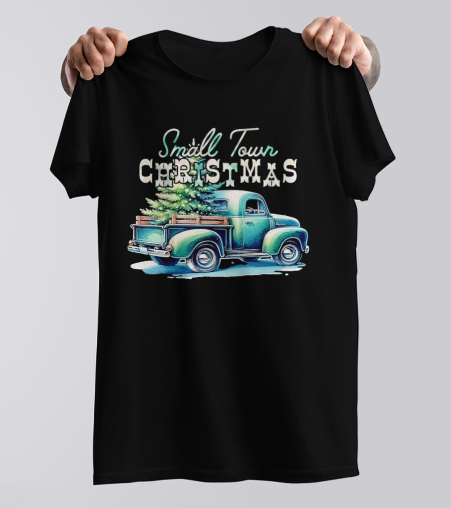 Small Town Christmas Vintage Truck And Tree T-Shirt