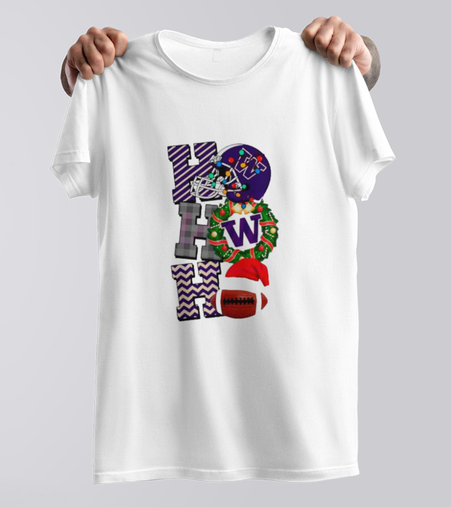 Washington Huskies Football Ho Ho Wreath Helmet Christmas Ball T-Shirt