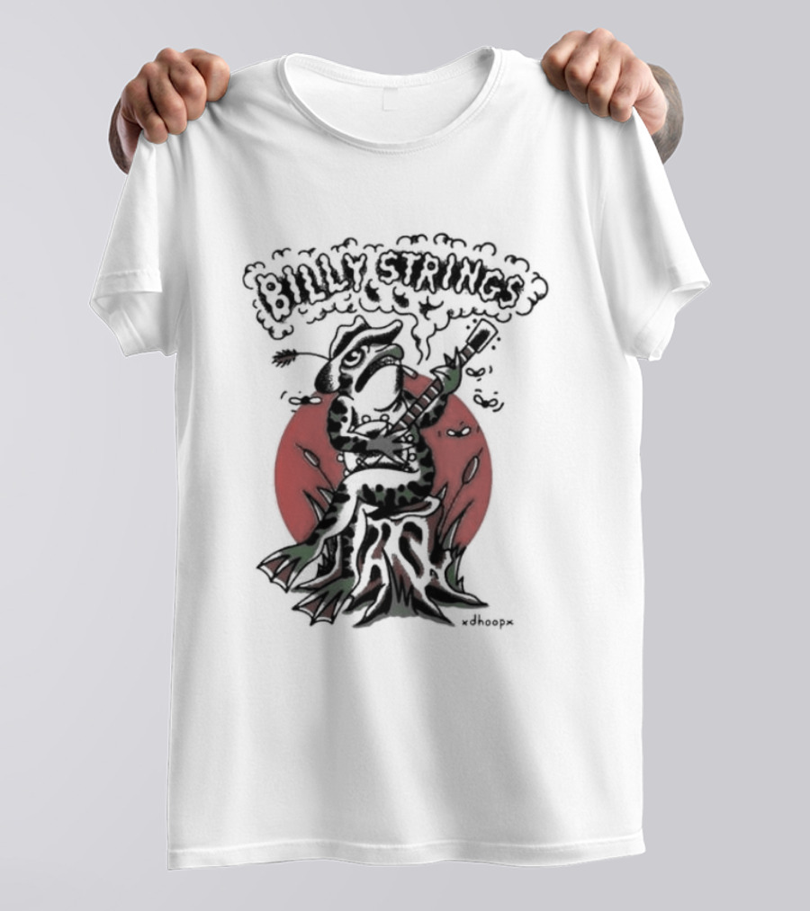 Billy Strings Frog With Guitar And Red Background By V.dhoopn T-Shirt