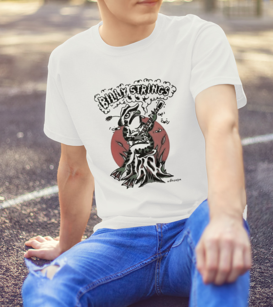 Billy Strings Frog With Guitar And Red Background By V.dhoopn T-Shirt