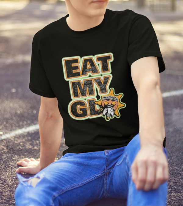 EAT MY GLO Sun Cartoon Eating Globe T-Shirt