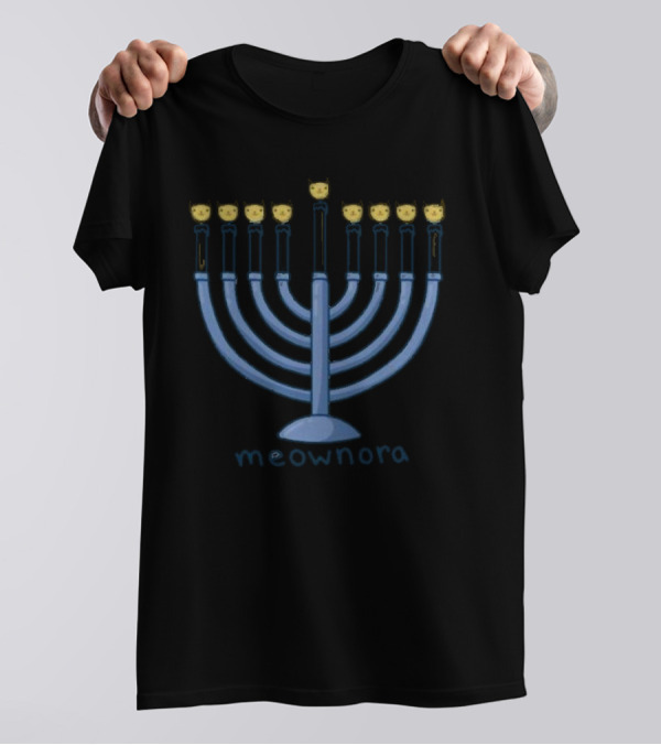 Meownora Cat Menorah Hanukkah Candles T-Shirt