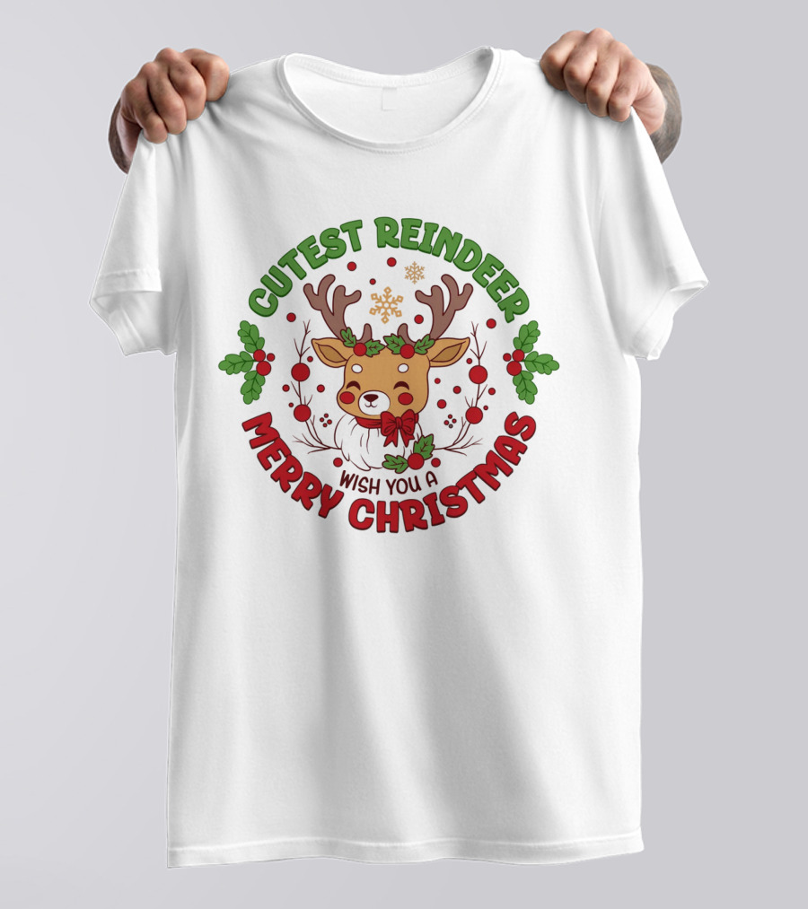 Cutest Reindeer Wish You A Merry Christmas T-Shirt