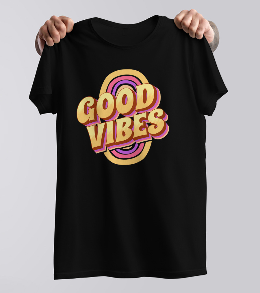 Good Vibes Retro Typography Colorful 70s T-Shirt