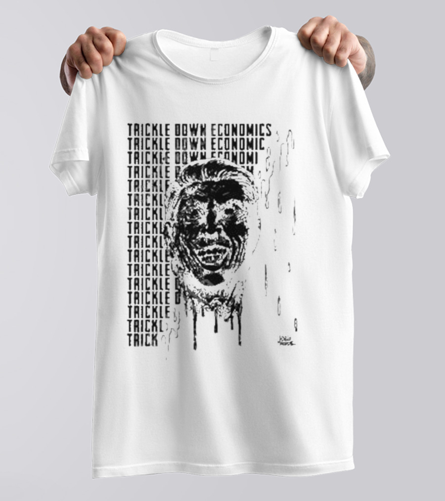 Punkwithacamera Trickle Down Economics Repeated Typography Dripping Face T-Shirt